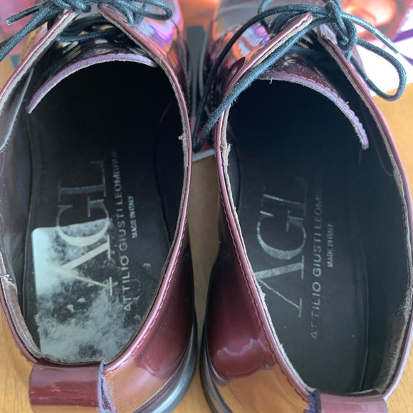 COOL ๐ AGL Patent Leather Loafers Burgundy Maroon Size 6 Made in Italy -New! - Picture 12 of 15